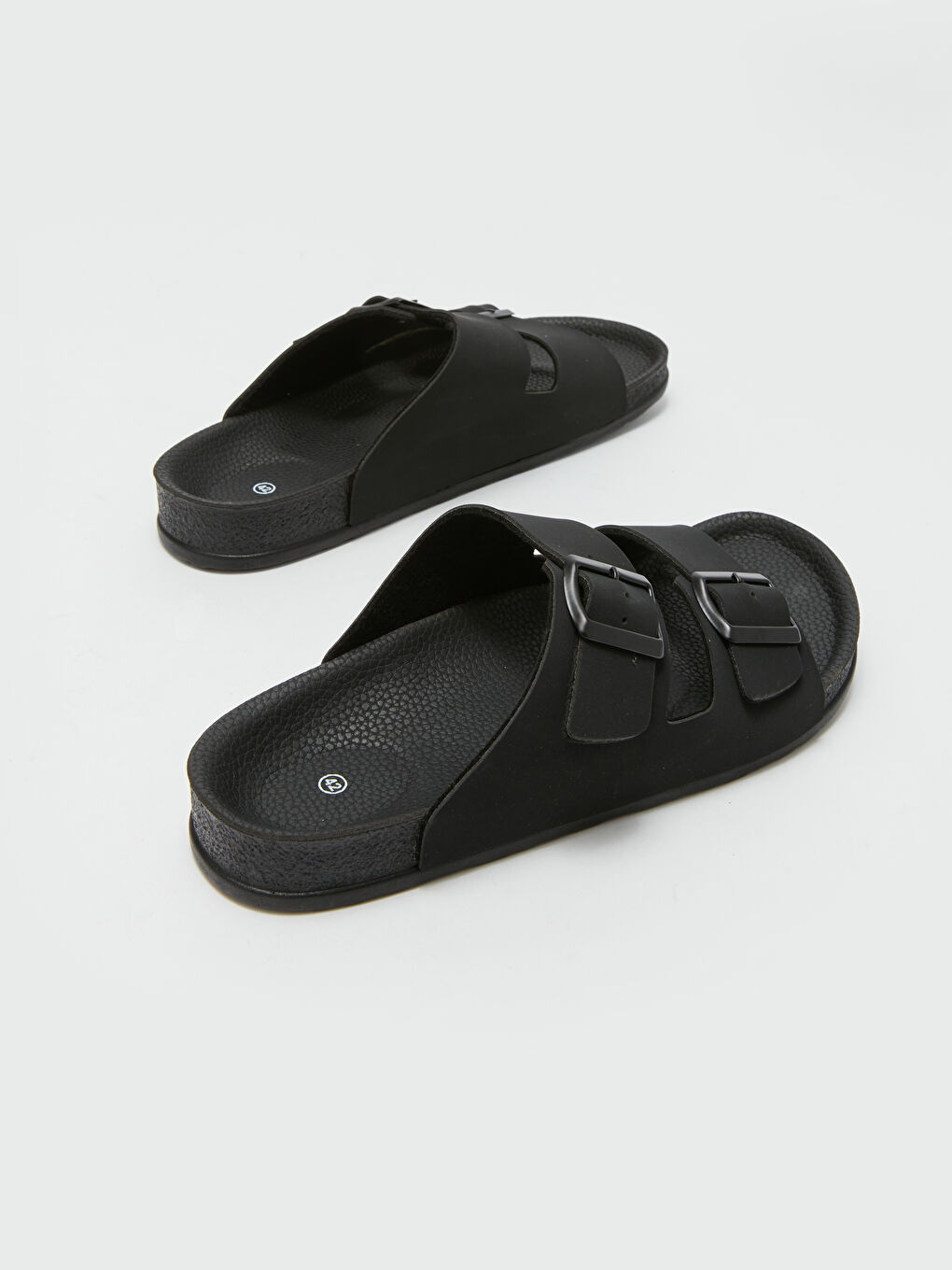 Buckle Detailed Double Strap Men's Slippers-4