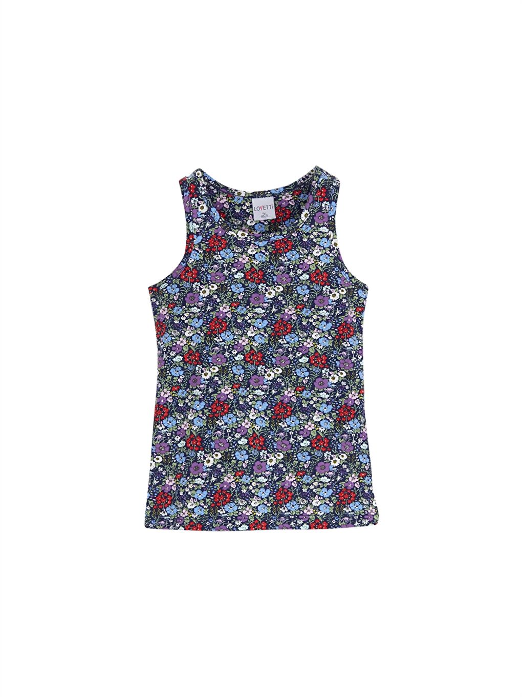 Lacivert Bisiklet Yaka Baskılı Kız Çocuk Atlet