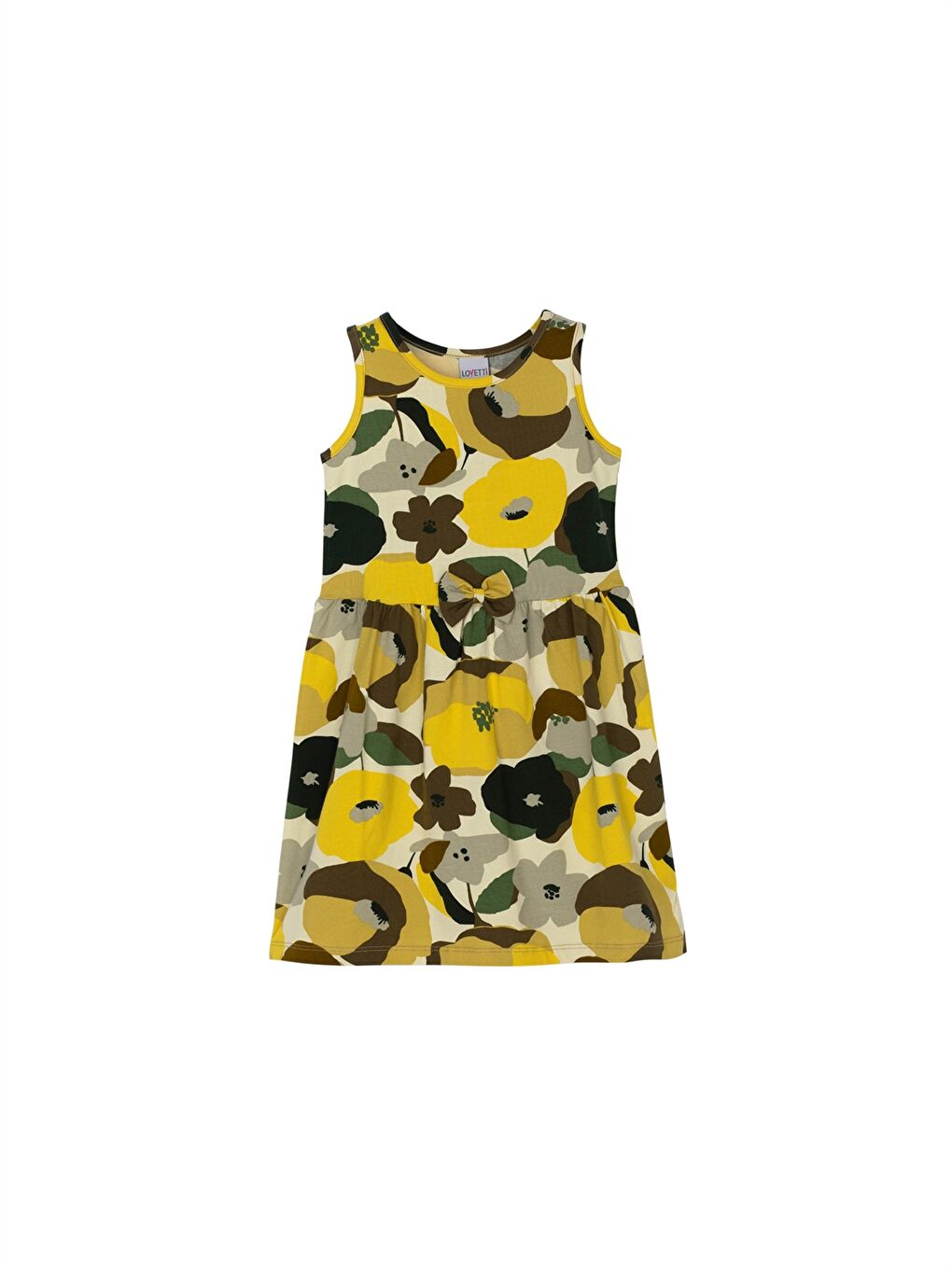 Yeşil Bisiklet Yaka Desenli Kız Çocuk Elbise