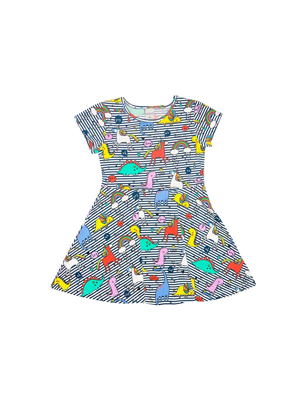 Beyaz Bisiklet Yaka Kısa Kollu Kız Bebek Elbise