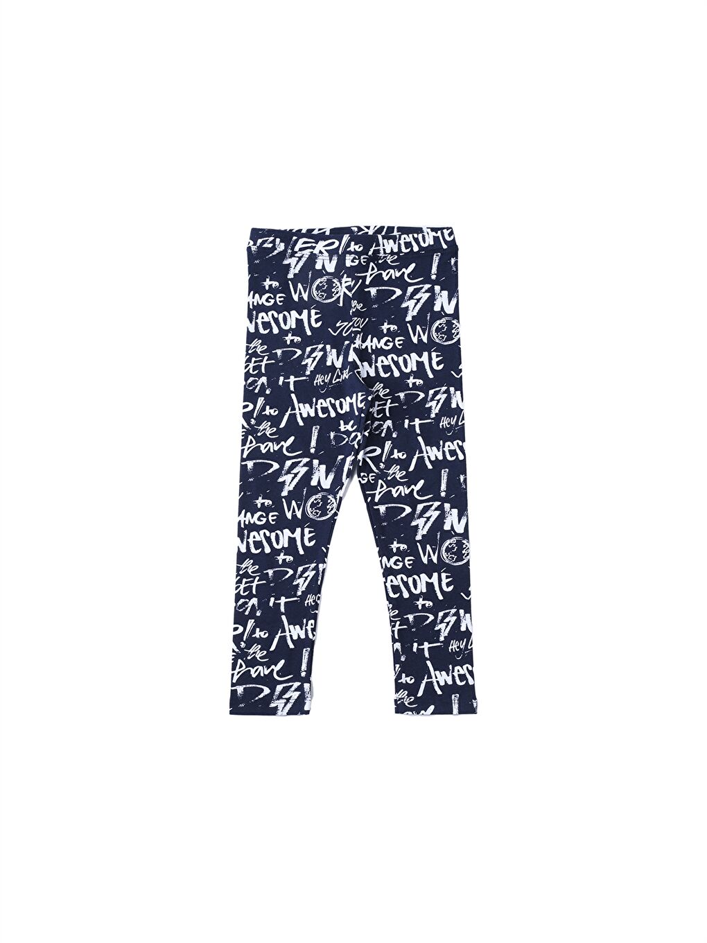 Lacivert Beli Lastikli Desenli Kız Bebek Tayt