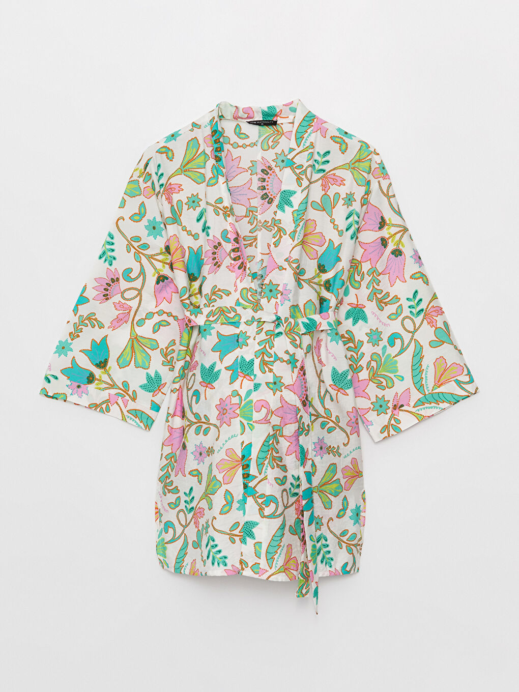 Shawl Collar Floral Maternity Kimono -S3J392Z8-LRN