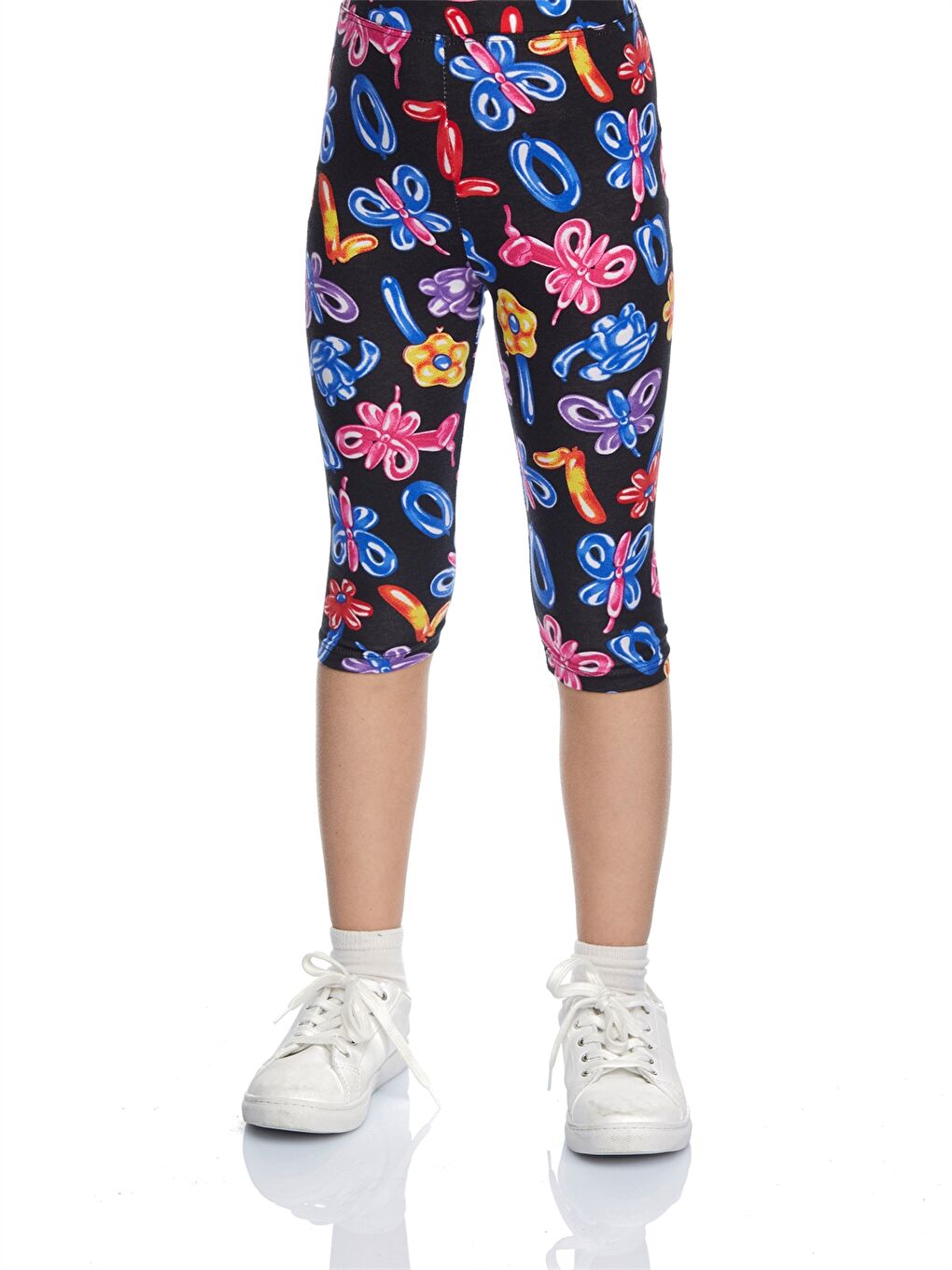 Siyah Beli Lastikli Desenli Kız Bebek Kapri