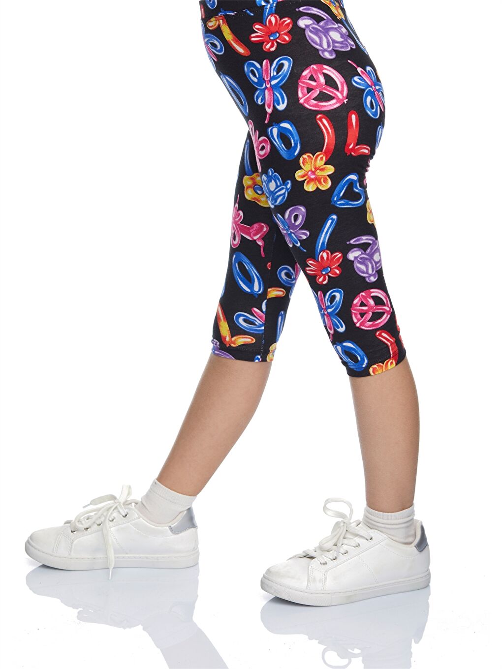 Siyah Beli Lastikli Desenli Kız Bebek Kapri-1