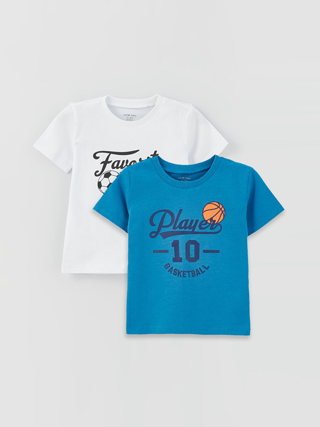 LCW baby Crew Neck Short Sleeve Printed Baby Boys' T-Shirt 2 Pack -S3J441Z1-FFB