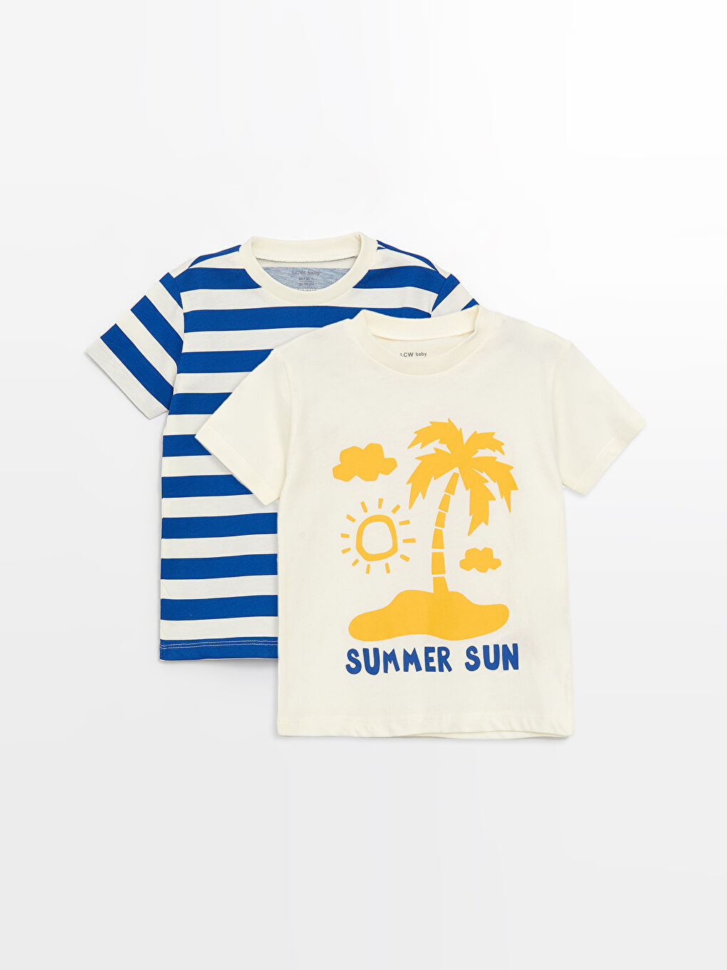 Lot de 2 T-Shirts pour Bébé Garçons à Manches Courtes et Col Rond Imprimés