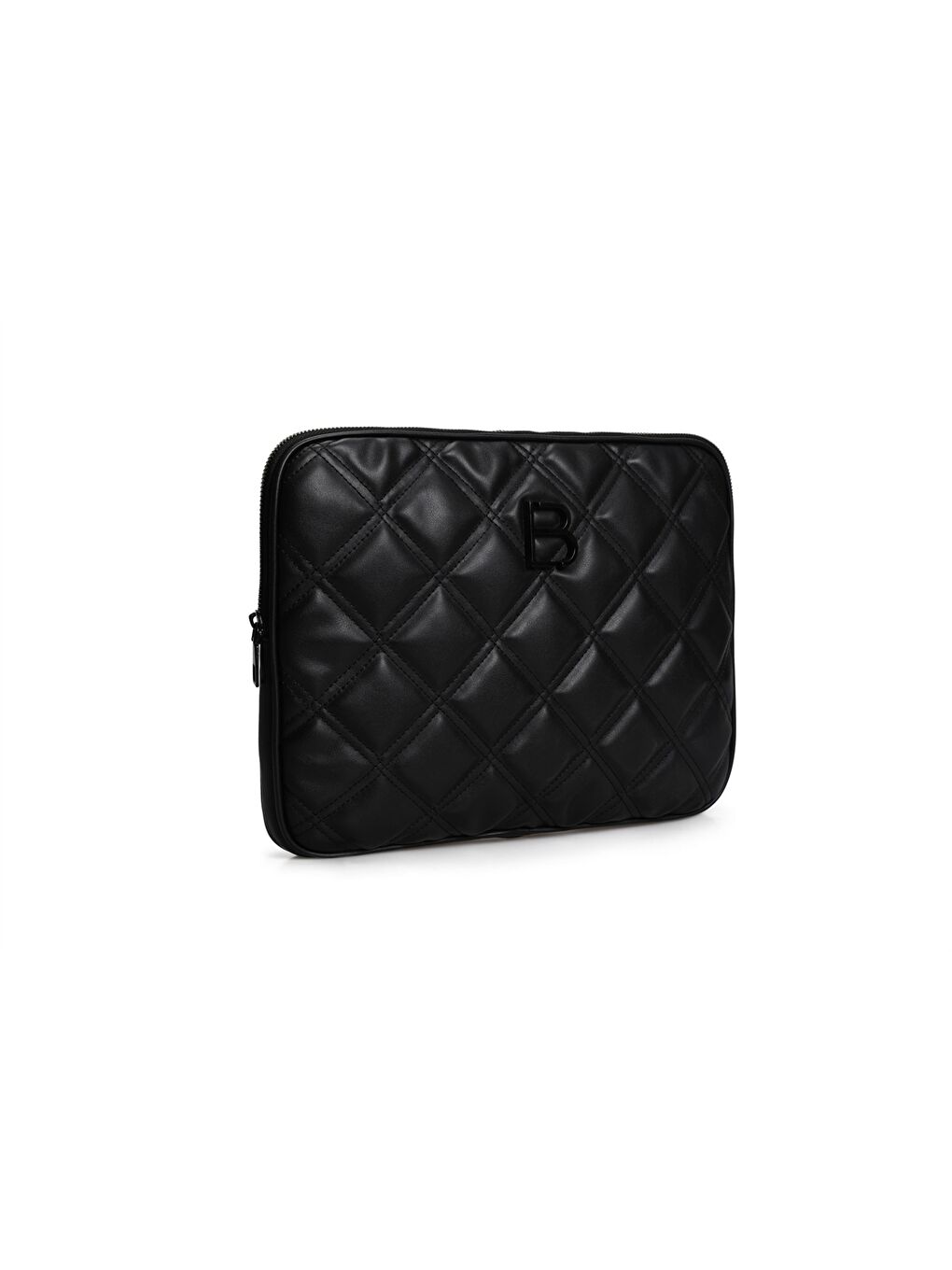 Siyah Deri Görünümlü Kapitone Desenli Kadın Laptop Çantası-1