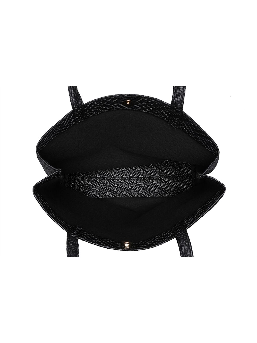 Siyah Deri Görünümlü Kendinden Desenli Kadın Tote Çanta-4