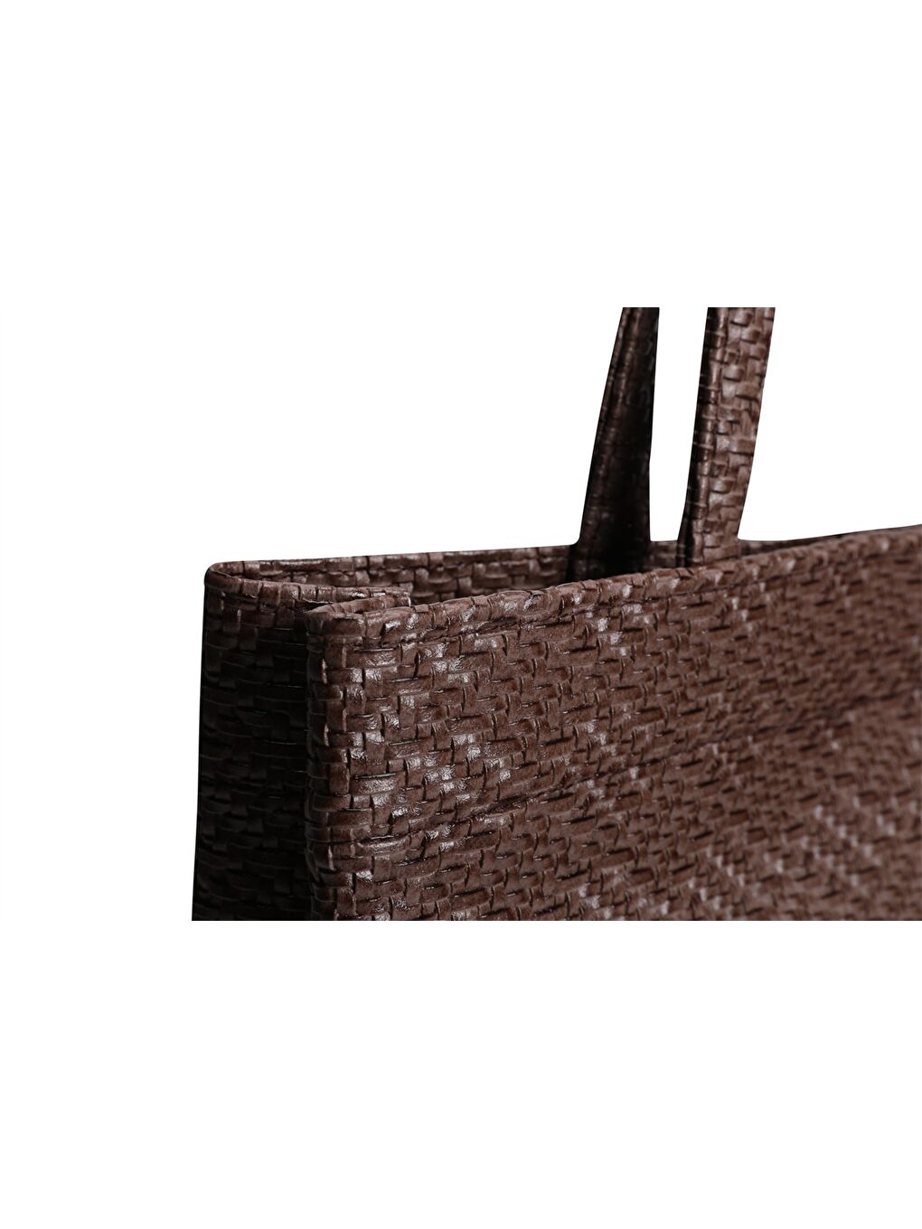 Kahverengi Deri Görünümlü Kendinden Desenli Kadın Tote Çanta-3