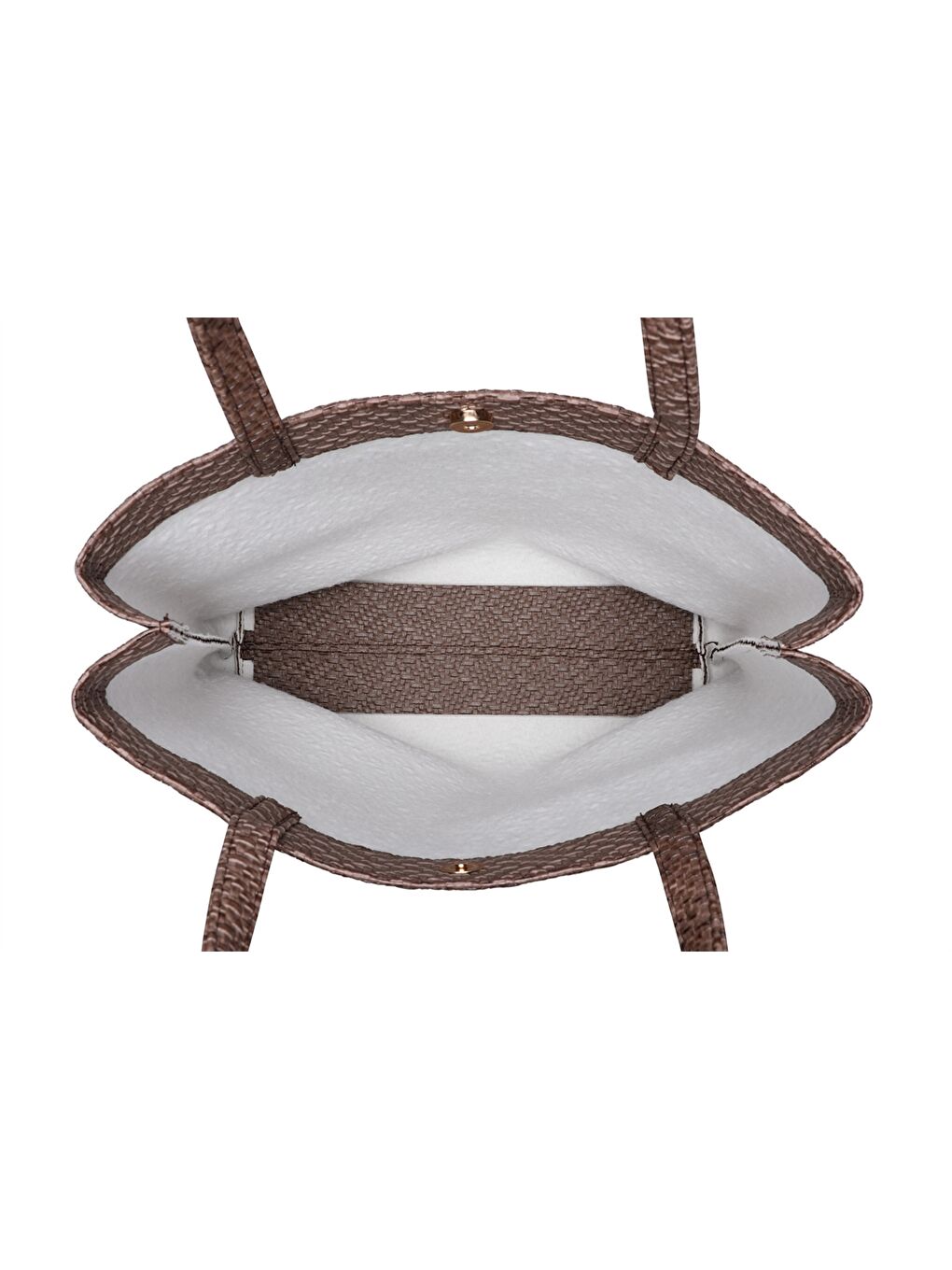 Kahverengi Deri Görünümlü Kendinden Desenli Kadın Tote Çanta-4