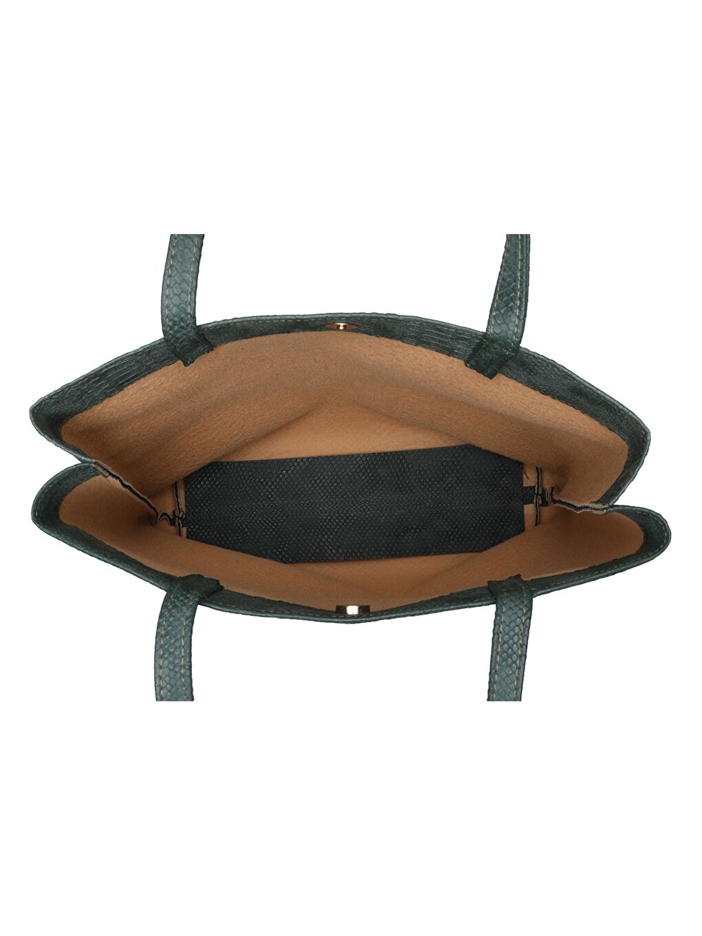 Yeşil Deri Görünümlü Kendinden Desenli Kadın Tote Çanta-4