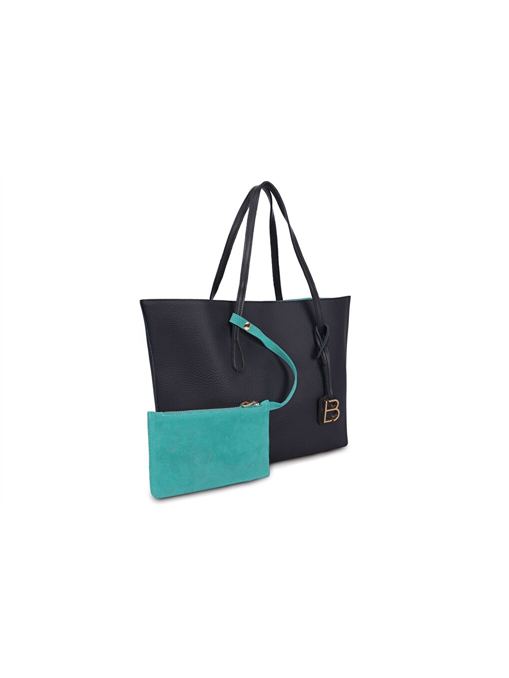 Lacivert Deri Görünümlü Kadın Tote Çanta-3