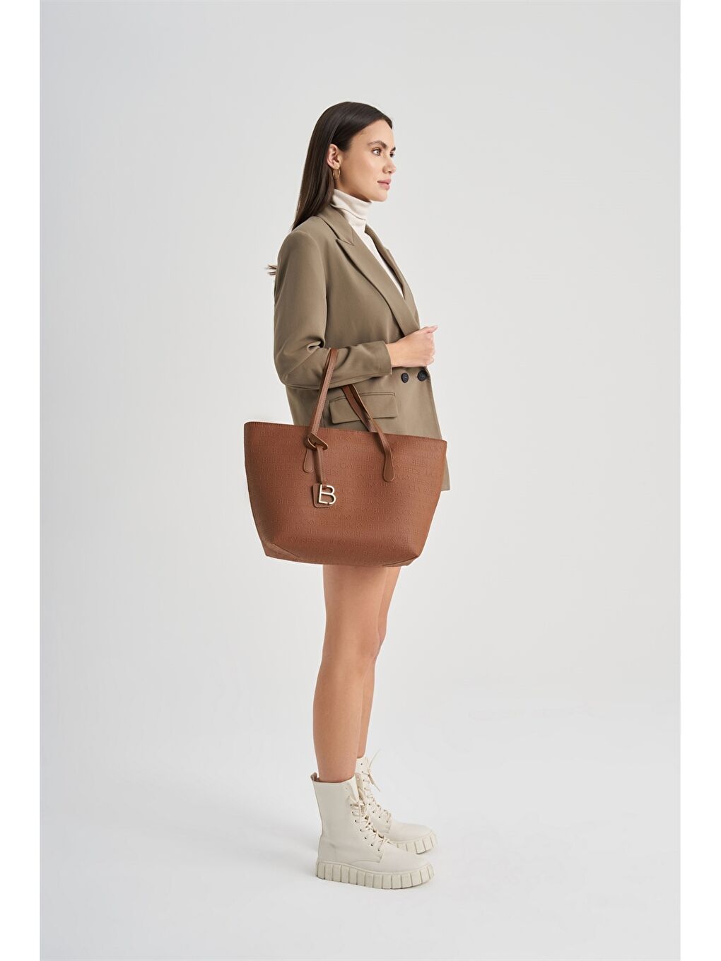 Sac Fourre-tout Imprimé Texte Similicuir pour Femmes