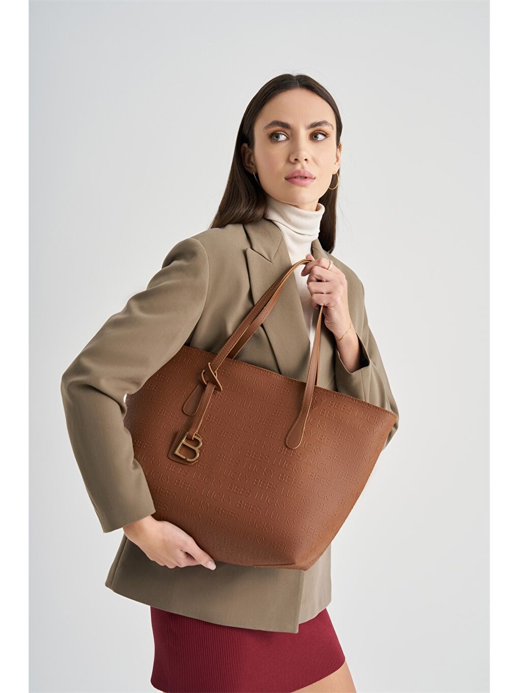 Sac Fourre-tout Imprimé Texte Similicuir pour Femmes-3