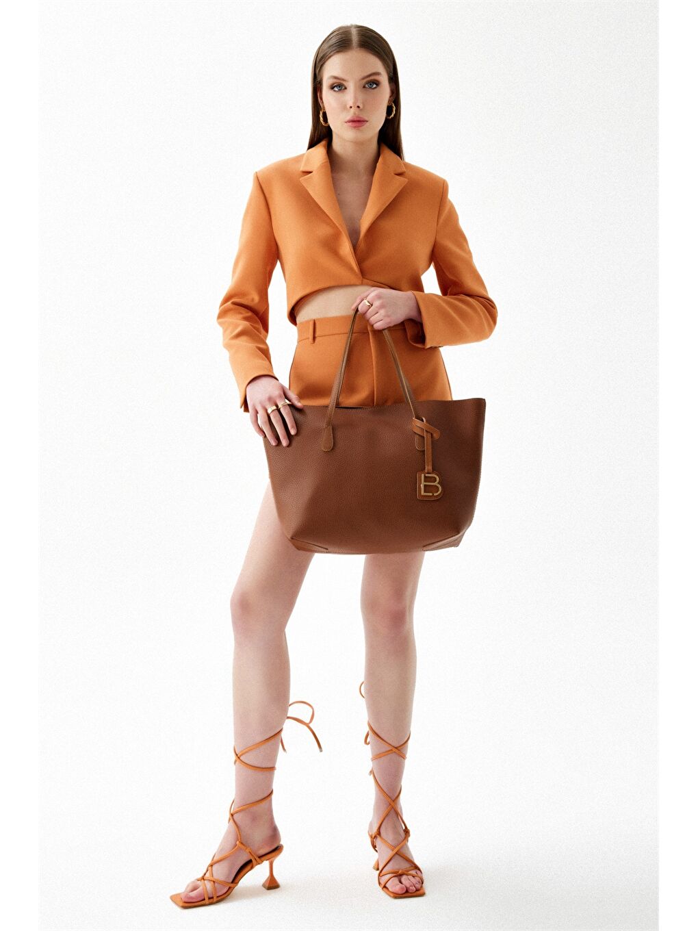 Kahverengi Deri Görünümlü Kadın Tote Çanta