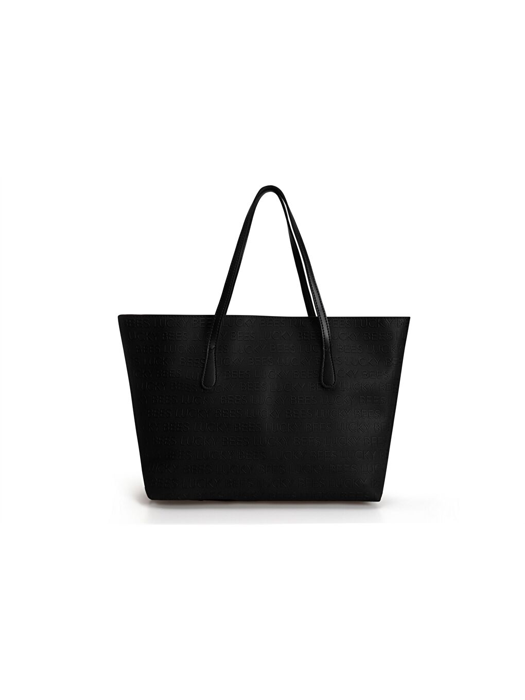 Siyah Deri Görünümlü Yazı Baskılı Kadın Tote Çanta-4