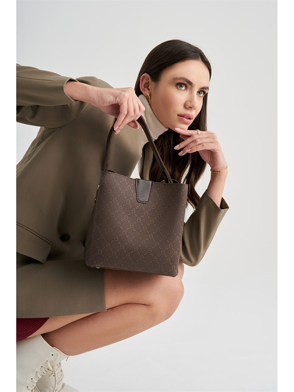 Kahverengi Deri Görünümlü Kadın Omuz Çantası-2