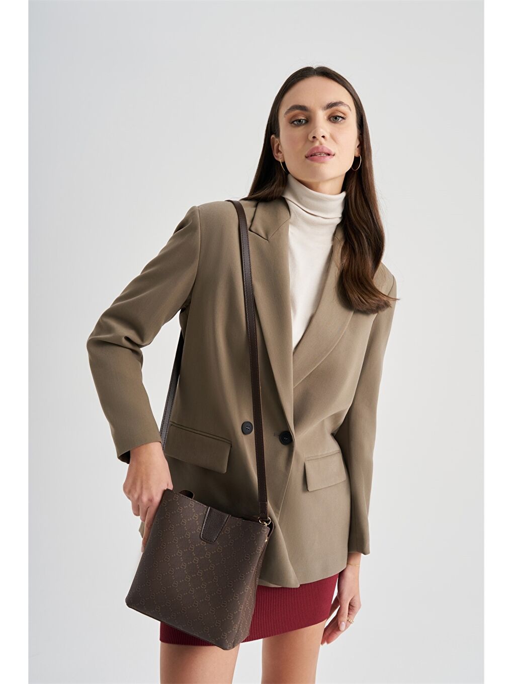 Kahverengi Deri Görünümlü Kadın Omuz Çantası-9