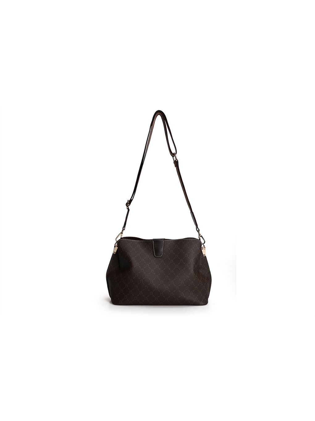 Kahverengi Deri Görünümlü Baskılı Kadın Omuz Çantası-1