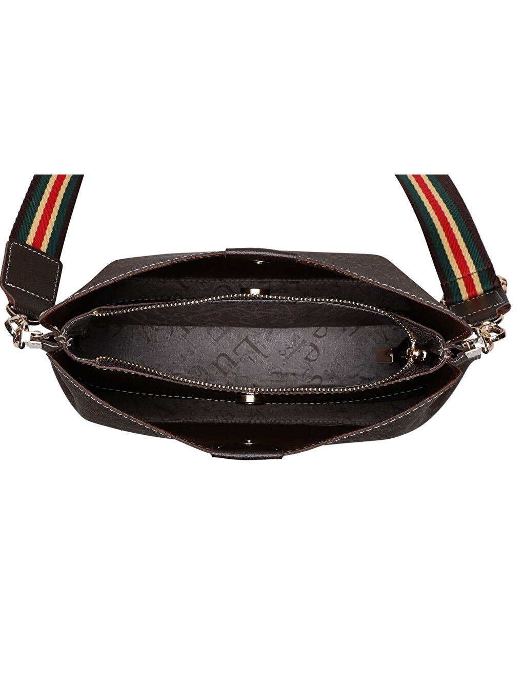 Kahverengi Deri Görünümlü Baskılı Kadın Omuz Çantası-6