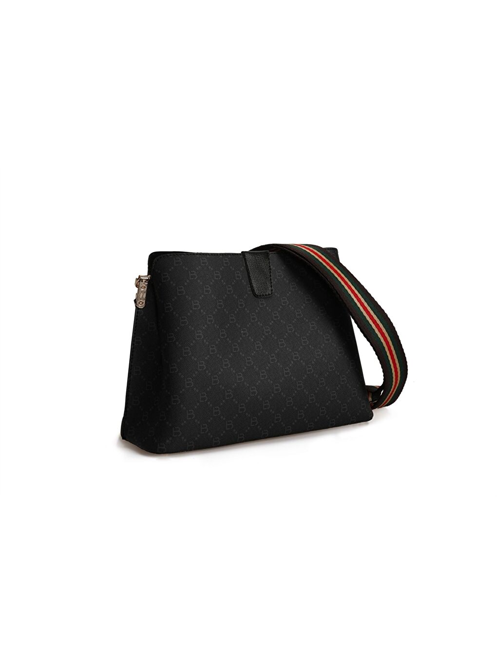 Siyah Deri Görünümlü Baskılı Kadın Omuz Çantası-5