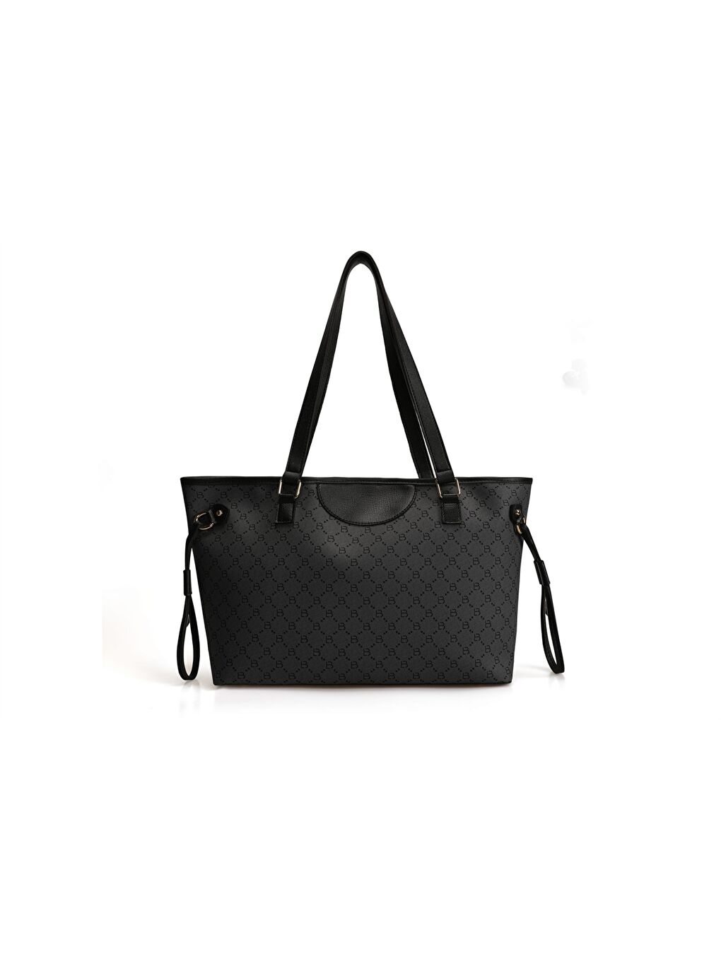 Gri Deri Görünümlü Desenli Kadın Tote Çanta