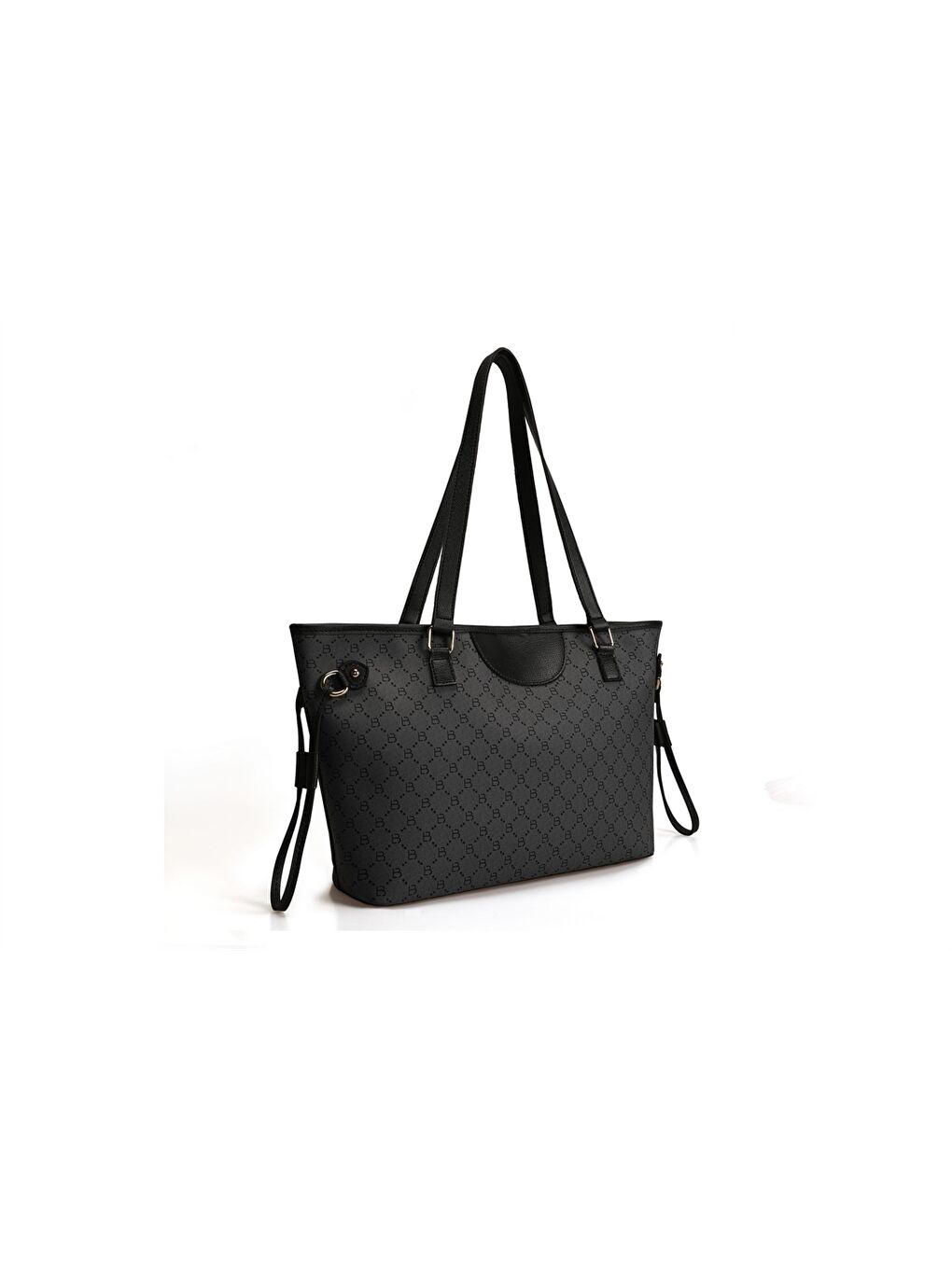 Gri Deri Görünümlü Desenli Kadın Tote Çanta-1