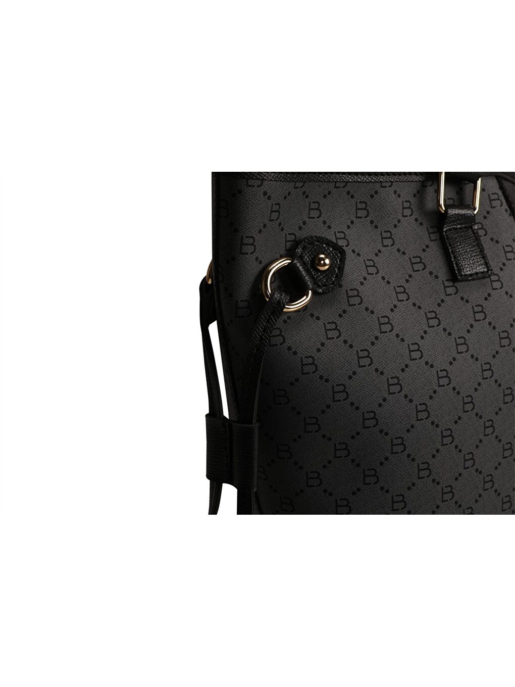 Gri Deri Görünümlü Desenli Kadın Tote Çanta-3