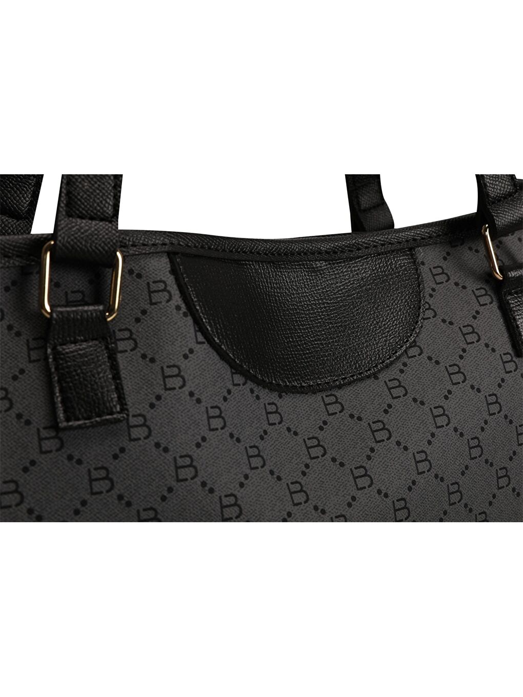 Gri Deri Görünümlü Desenli Kadın Tote Çanta-5