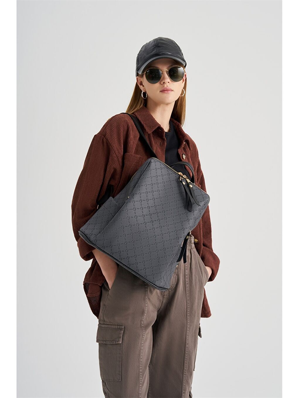 Siyah Desenli Kadın Sırt Çantası-6