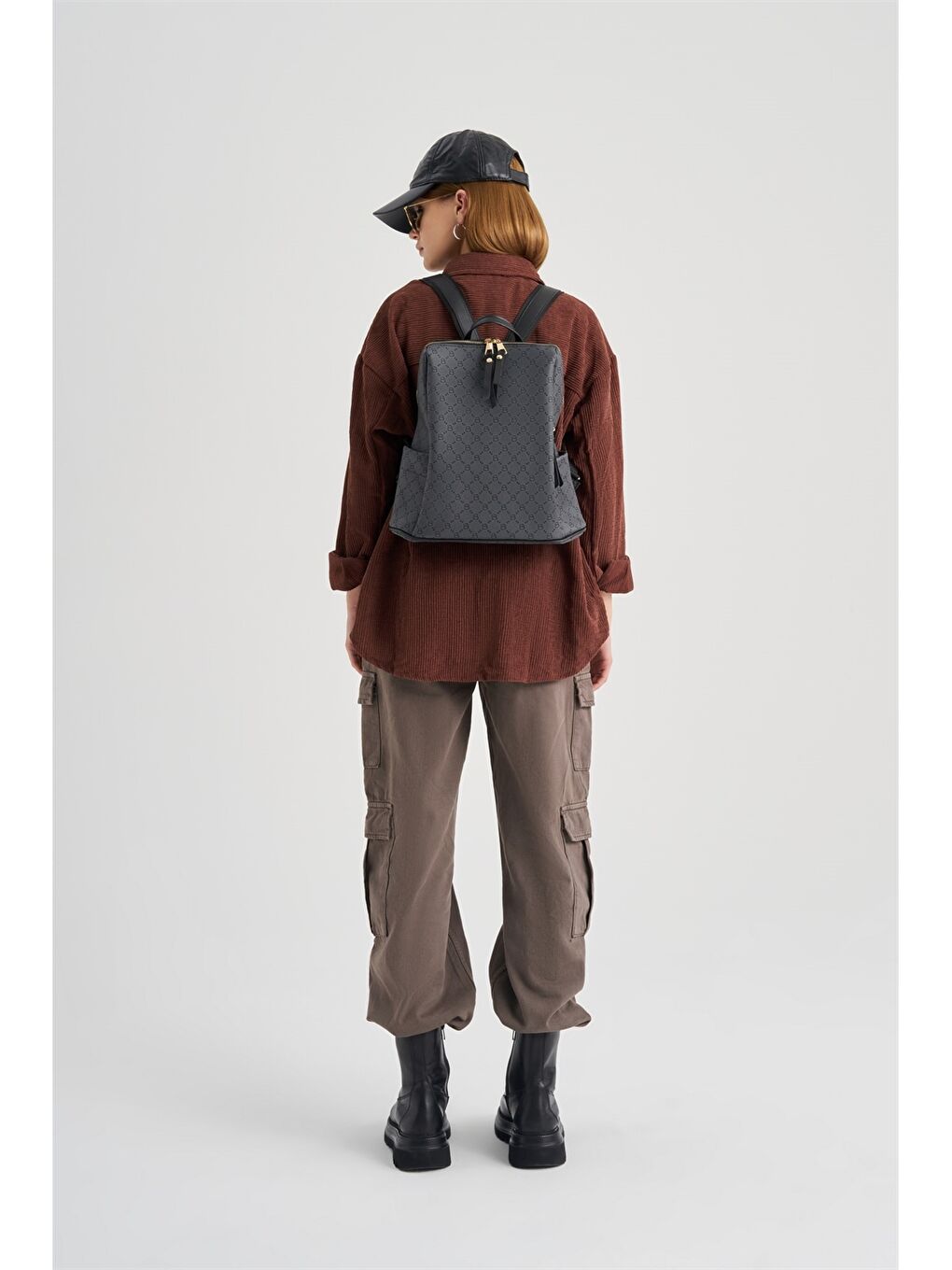 Siyah Desenli Kadın Sırt Çantası-7