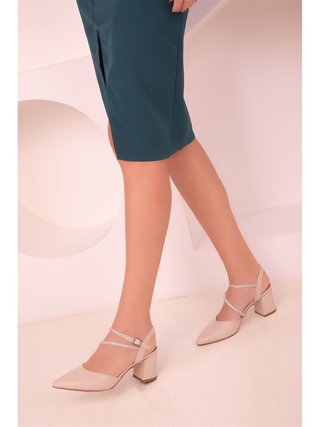 Bej Kadın Topuklu Ayakkabı-3