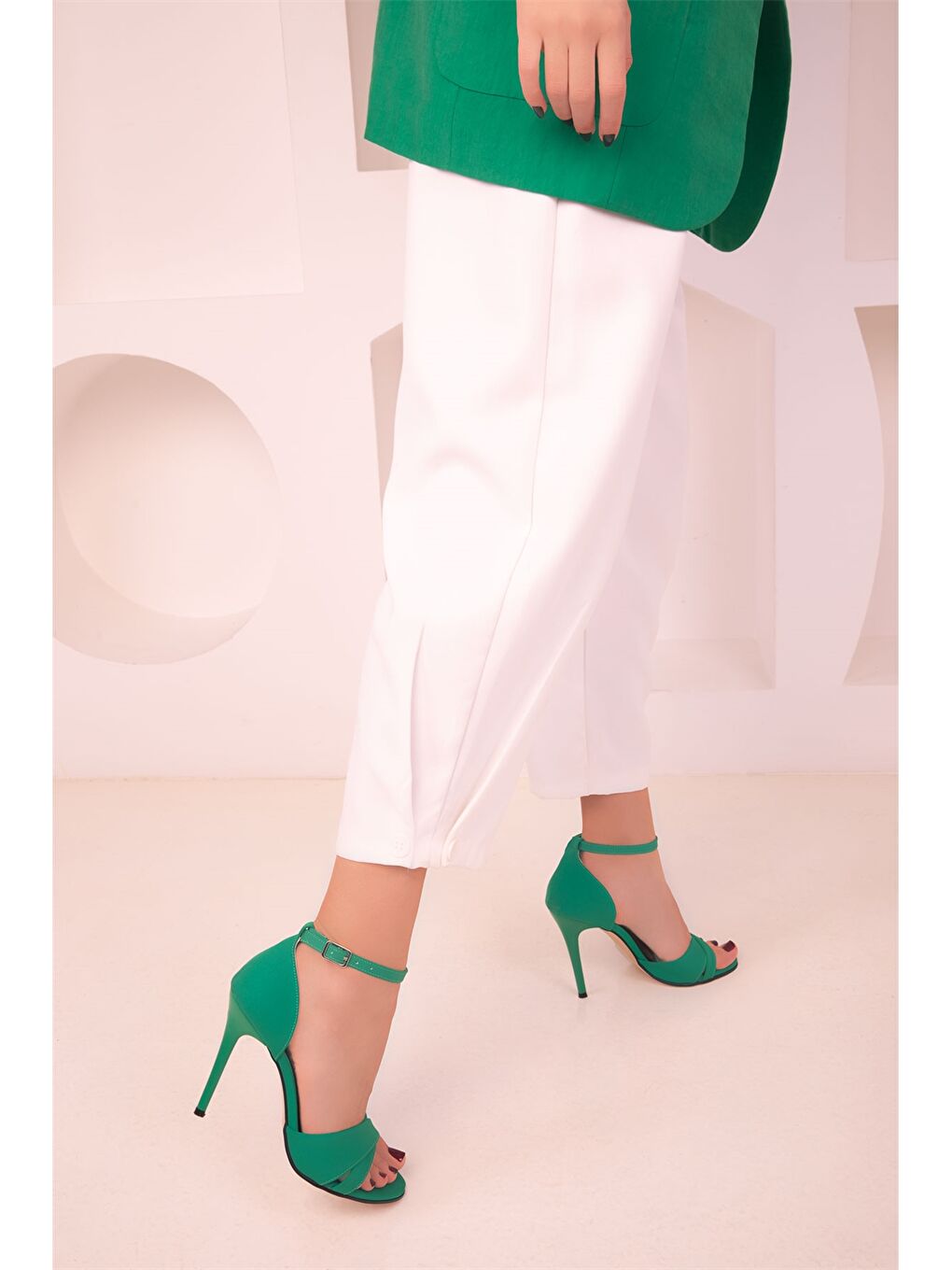 Yeşil Kadın Topuklu Ayakkabı-2