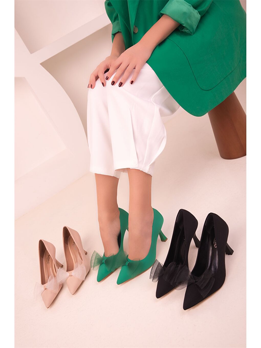 Yeşil Kadın Topuklu Ayakkabı