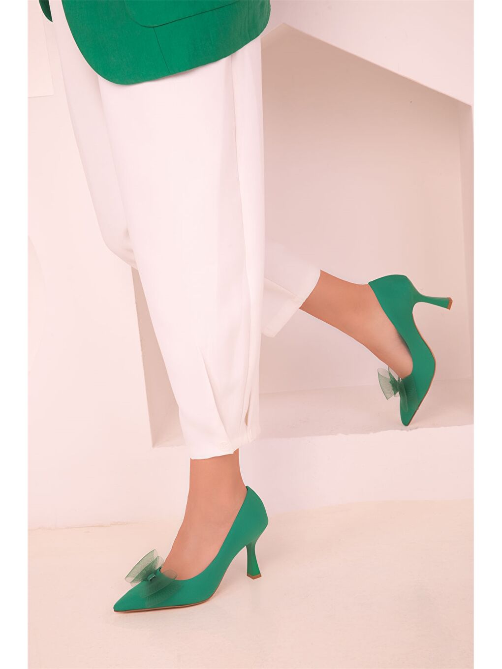 Yeşil Kadın Topuklu Ayakkabı-1