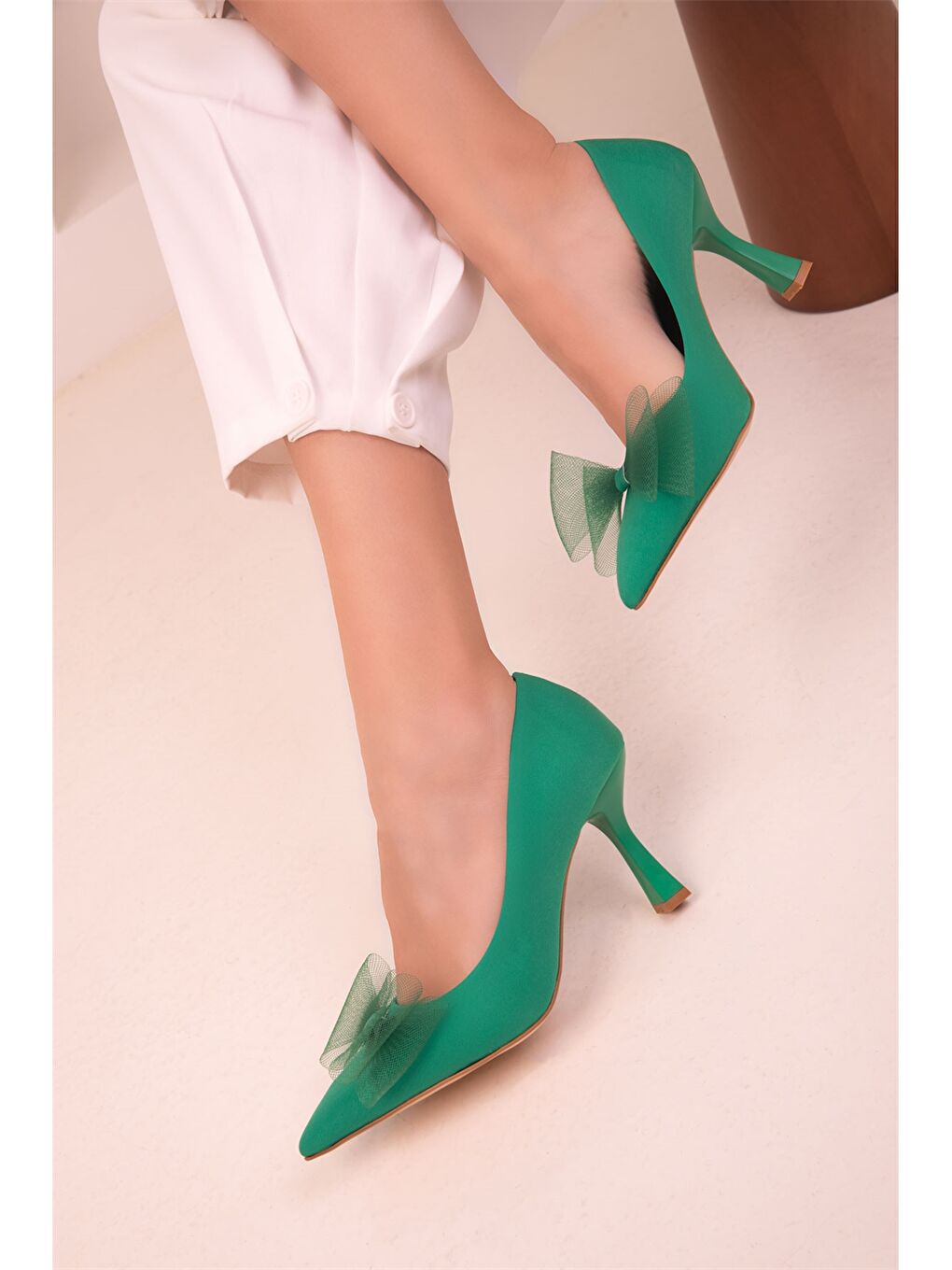 Yeşil Kadın Topuklu Ayakkabı-2