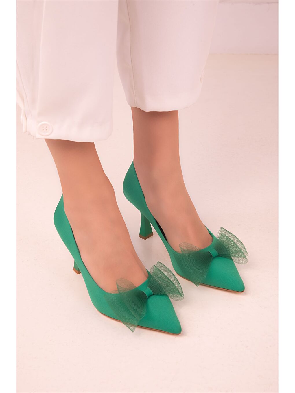 Yeşil Kadın Topuklu Ayakkabı-3