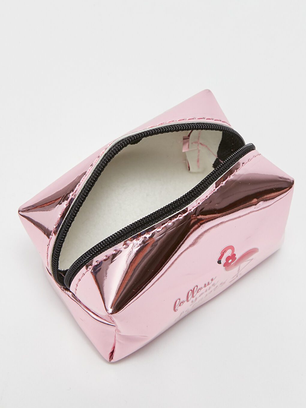 محفظة عملات معدنية بمظهر جلد لامع مطبوع للسيدات-1