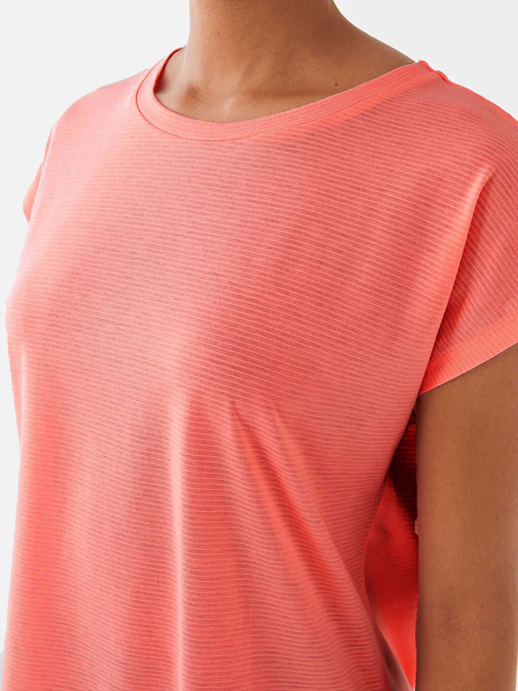 Mercan Bisiklet Yaka Düz Kısa Kollu Kadın Spor Tişört-3