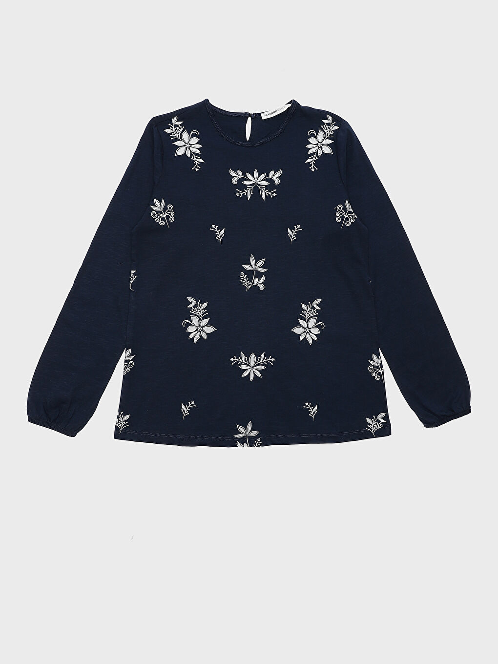 Crew Neck Printed Long Sleeve Women's Blouse