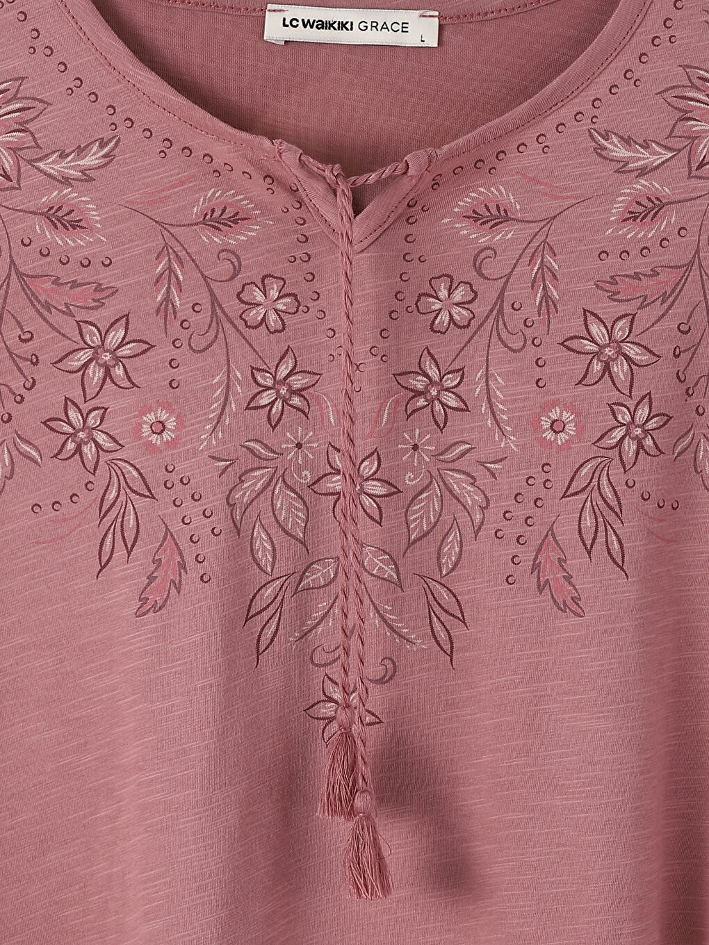 Tie Neck Printed Long Sleeve Women's Blouse-2