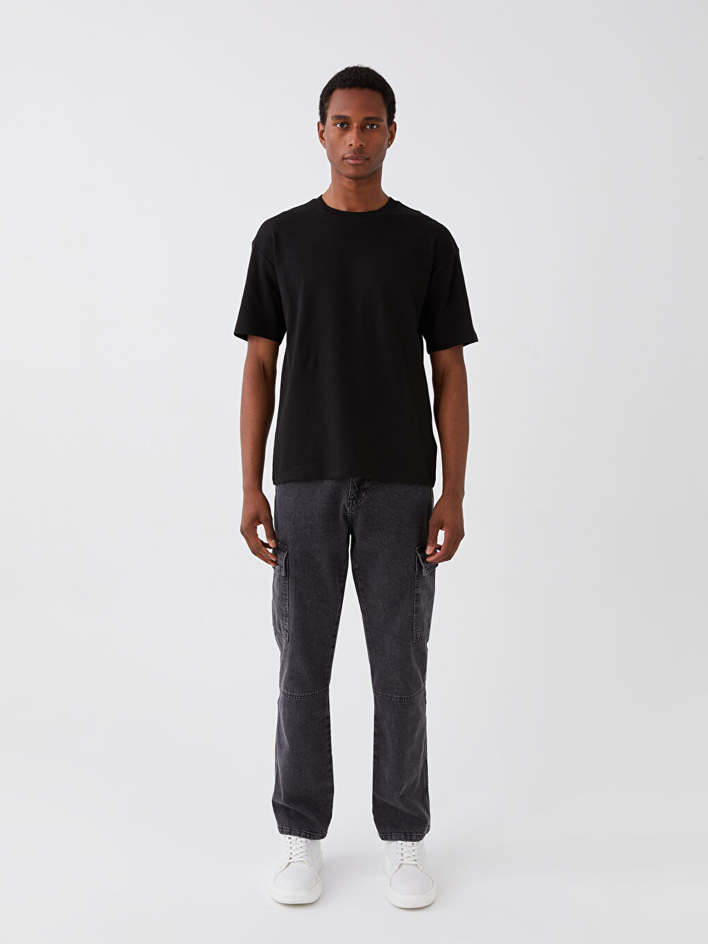 Siyah 700 Straight Fit Erkek Kargo Jean Pantolon