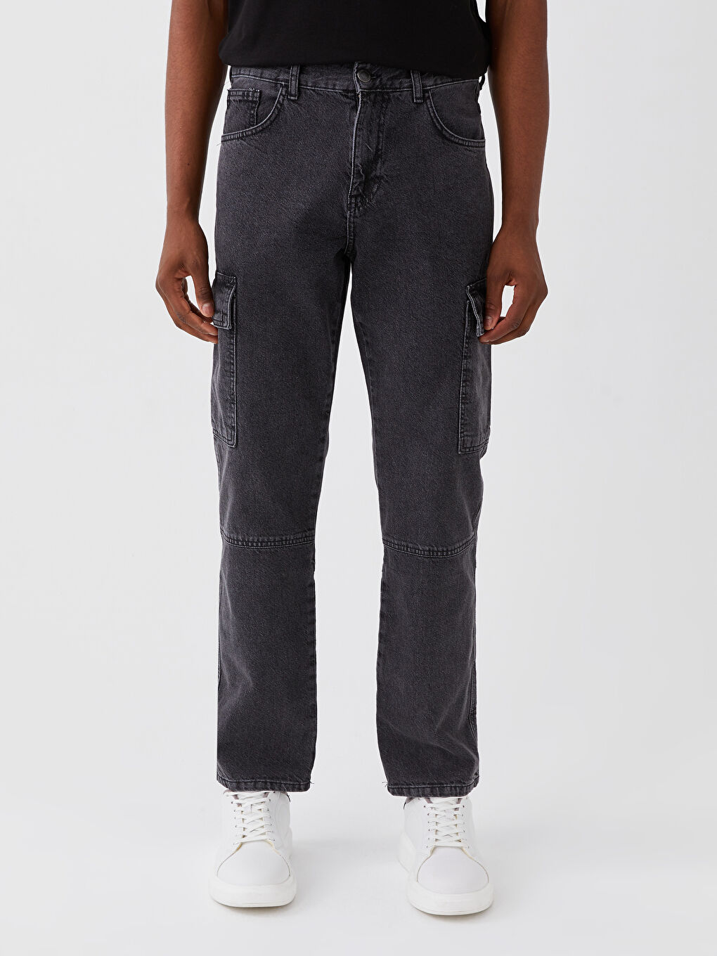 Siyah 700 Straight Fit Erkek Kargo Jean Pantolon-2