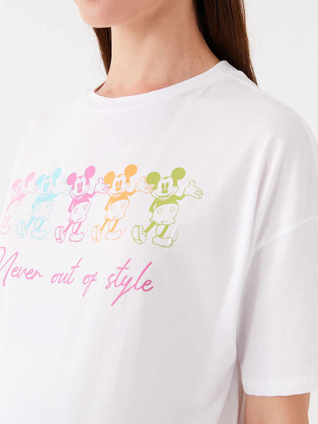 Crew Collar Printed Short-Sleeved Oversized Maternity T-Shirt -S3J785Z8-E5X