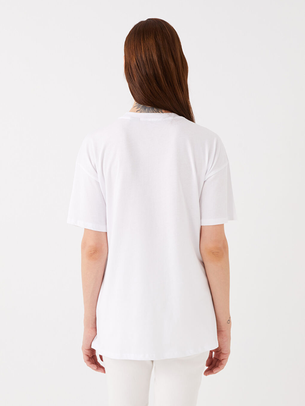 Crew Collar Printed Short-Sleeved Oversized Maternity T-Shirt -S3J785Z8-E5X