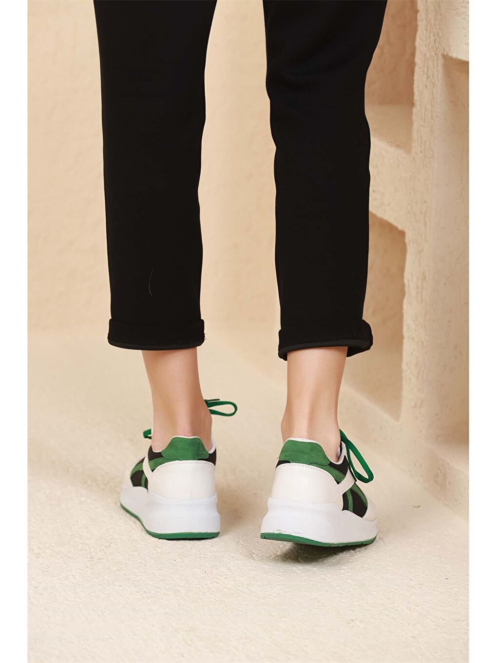 Yeşil Bağcıklı Kadın Aktif Spor Ayakkabı-3