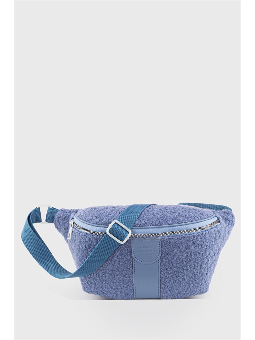 Mavi Kürk Görünümlü Kadın Göğüs Çantası