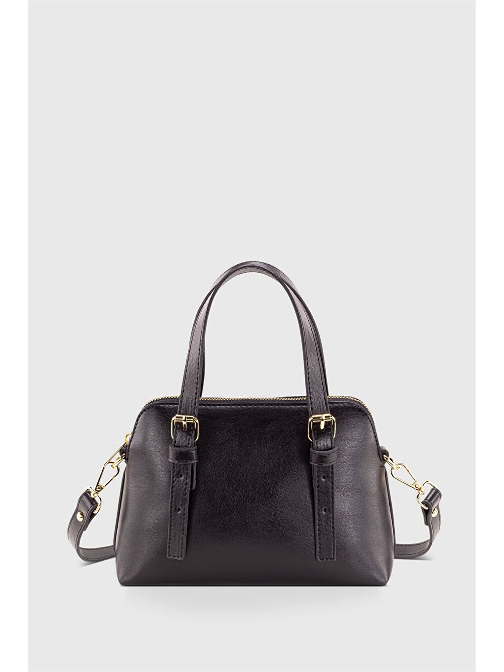 Siyah Deri Görünümlü Kadın Omuz Çantası