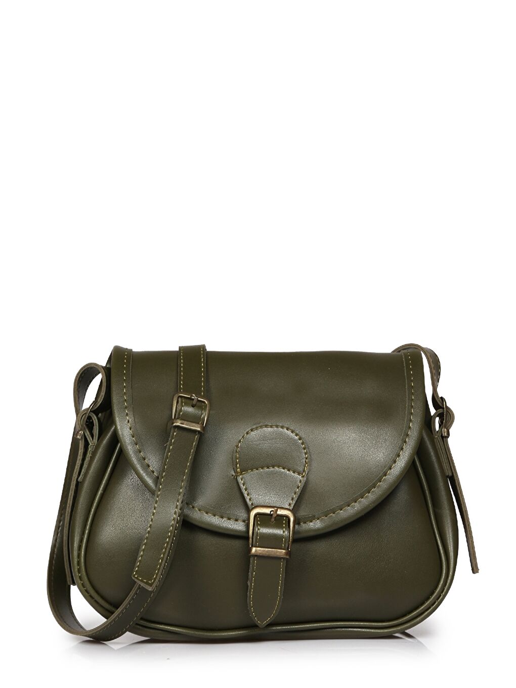 Haki Deri Görünümlü Kadın Omuz Çantası-2