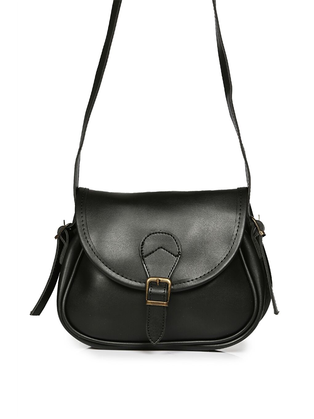 Siyah Deri Görünümlü Kadın Omuz Çantası